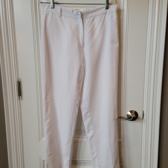 Melanie Lyne Lined White Linen Pants - Picture 1 of 10